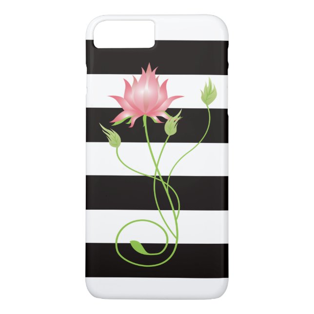 Rosa Lotus Modernes Stripteppich Case-Mate iPhone Hülle (Rückseite)