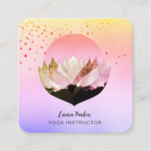 Rosa Lotus Moon Meditation Yoga Holistisches Meer Quadratische Visitenkarte