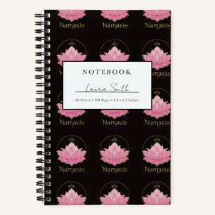 Rosa Lotus Namaste personalisiertes Notizbuch