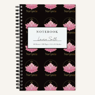 Rosa Lotus Namaste personalisiertes Notizbuch