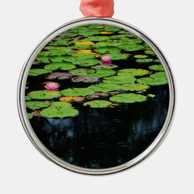 Rosa Lotus schwarz Silbernes Ornament (Vorne)