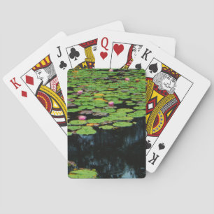 Rosa Lotus schwarz Spielkarten