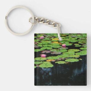 Rosa Lotus schwarzes Wasser Schlüsselanhänger