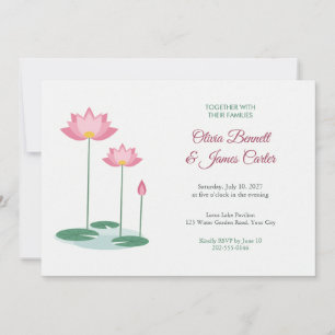 Rosa Lotus-Teich-Hochzeitseinladung Einladung