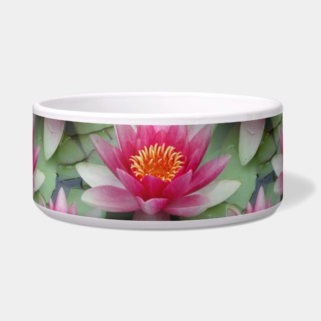 Rosa Lotus Wasser Liege Keramik Pet Bowl Napf (Vorderseite)