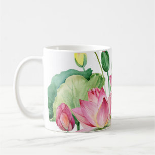 Rosa Lotus Wasserfarbengrenze Kaffeetasse