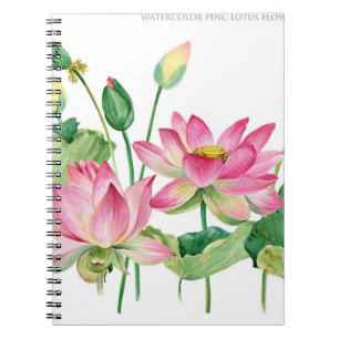 Rosa Lotus Wasserfarbengrenze Notizblock