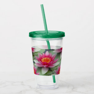 Rosa Lotus Wasserlilie Acryltrinkbecher