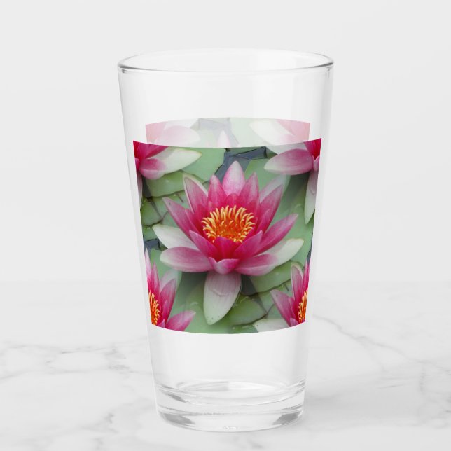 Rosa Lotus Wasserlilie Glas (Vorderseite)