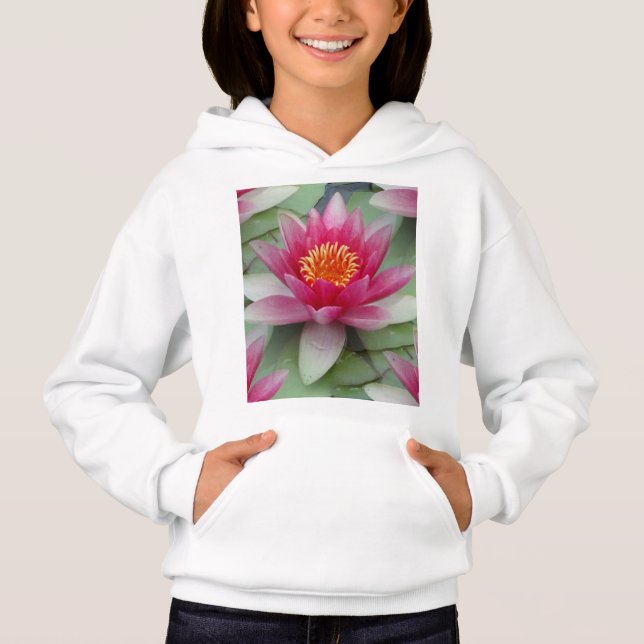 Rosa Lotus Wasserlilie Hoodie (Vorderseite)