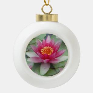 Rosa Lotus Wasserlilie Keramik Kugel-Ornament