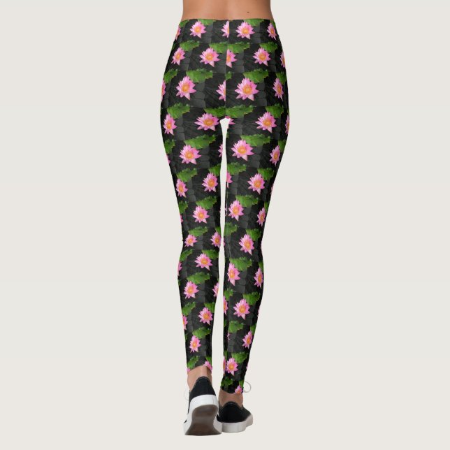 Rosa Lotus-Wasserlilie Leggings (Rückseite)