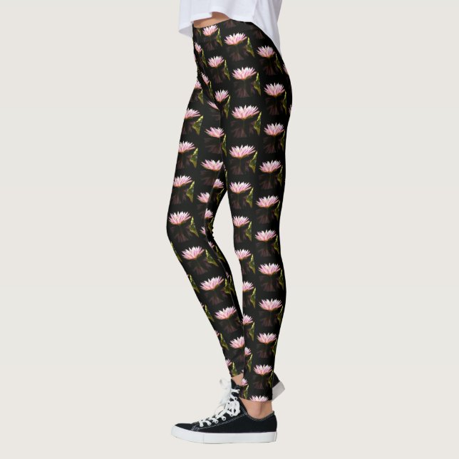 Rosa Lotus-Wasserlilie Leggings (Links)