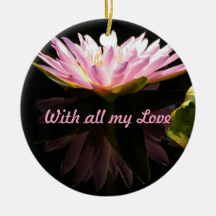 Rosa Lotus Wasserlilie "mit all meiner Liebe" Keramik Ornament