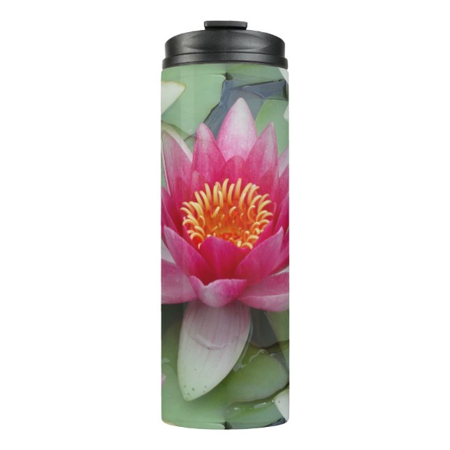 Rosa Lotus Wasserlilie Thermosbecher (Vorderseite)