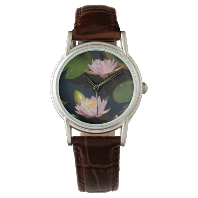 Rosa Lotus-Wasserlilien beobachten Armbanduhr (Vorderseite)