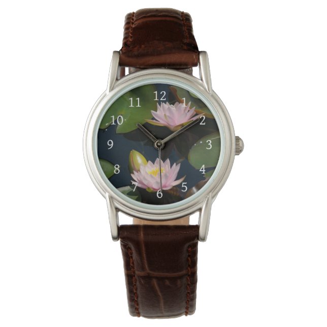 Rosa Lotus-Wasserlilien beobachten Armbanduhr (Vorderseite)