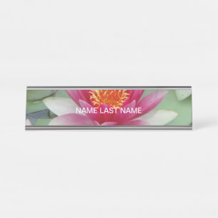 Rosa Lotus Water Lily Desk Name Plakat Schreibtischnamensplakette