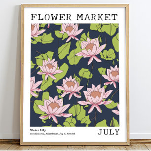 Rosa Lotus Water Lily Juli Geburtsmarkt Blume Poster