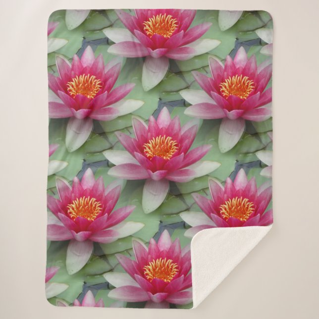 Rosa Lotus Water Lily Sherpa Blankon Sherpadecke (Vorderseite)
