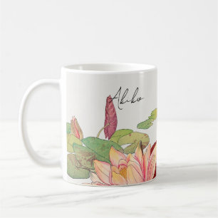 Rosa Lotusblume Vintage Japanische Kunst Schrift N Kaffeetasse