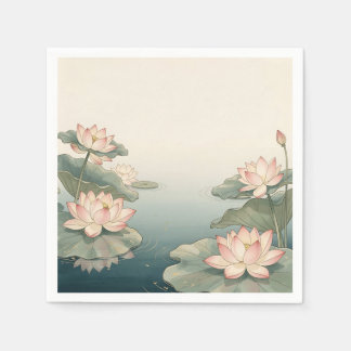 Rosa Lotusblumen Teich Zen Gelassenheit Serviette