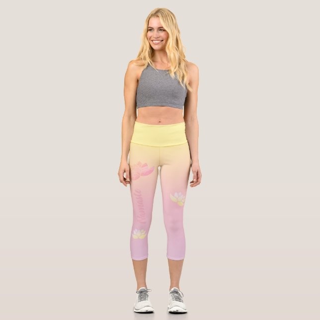 Rosa Lotusenergie Capri Leggings (Vorderseite)