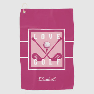 Rosa LOVE GOLF Moderne Monogramm Personalisiert Golfhandtuch