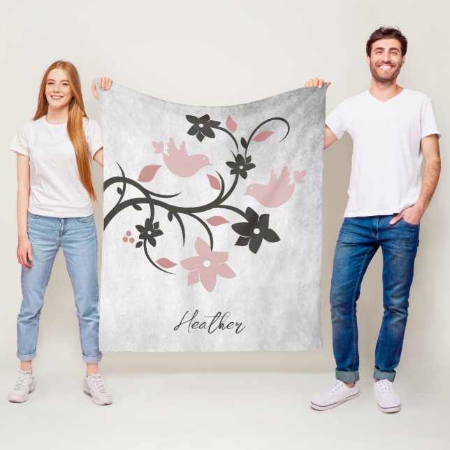 Rosa Lovebirds Fleece Blanket (Beispiel)