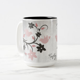 Rosa Lovebirds Zwei-Tone-Tasse Zweifarbige Tasse