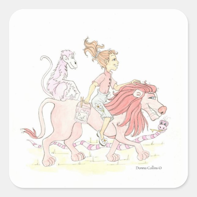 Rosa Löwe und Aufkleber für Tiere (Vorderseite)