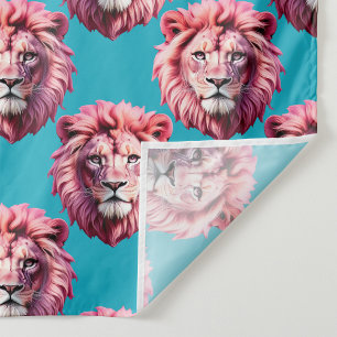 Rosa Löwenkopf-Tiermuster-Design Blau  Stoff