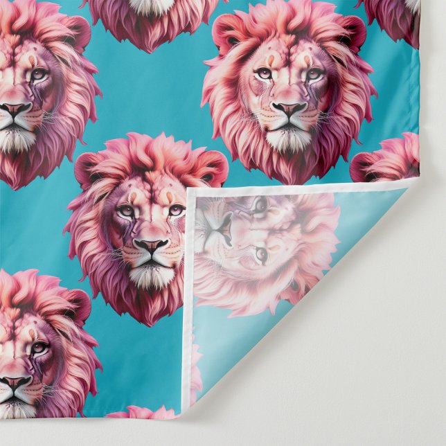 Rosa Löwenkopf-Tiermuster-Design Blau  Stoff (Von Creator hochgeladen)