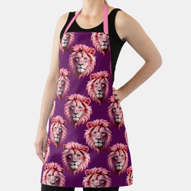 Rosa Löwenkopf-Tiermuster-Design Lila  Schürze (Von Creator hochgeladen)
