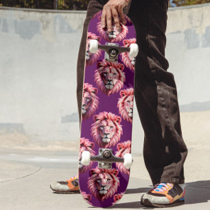 Rosa Löwenkopf-Tiermuster-Design Lila Skateboard