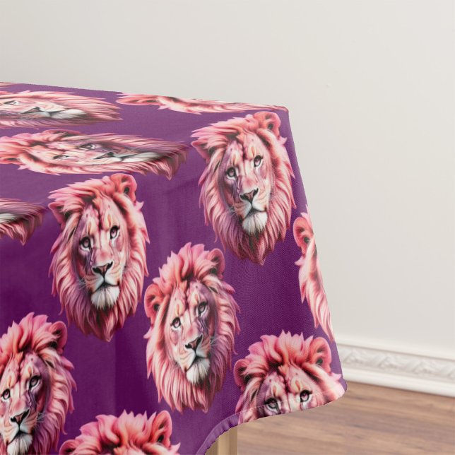 Rosa Löwenkopf-Tiermuster-Design Lila  Tischdecke (Von Creator hochgeladen)