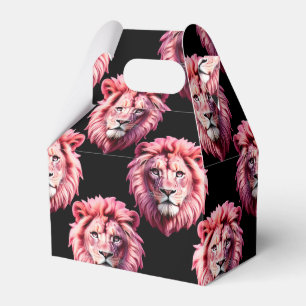 Rosa Löwenkopf-Tiermuster-Design - Schwarz  Geschenkschachtel