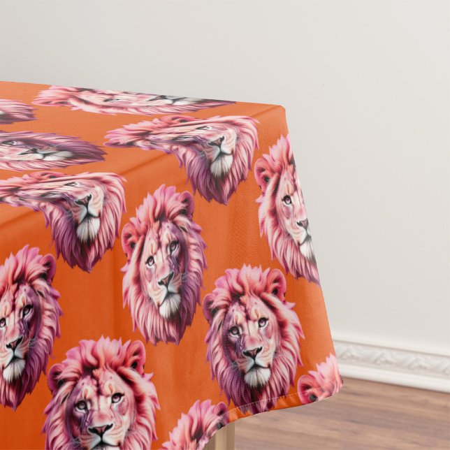 Rosa Löwenkopf-Tiermusterdesign Orange  Tischdecke (Von Creator hochgeladen)