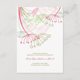 Rosa Löwenzahn-Blumen Hochzeitsempfang im Frühling Begleitkarte