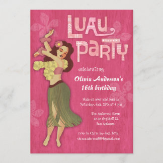 Rosa Luau Geburtstagsparty Einladungen