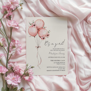 Rosa Luftballon-Baby-Shower-Einladung Einladung