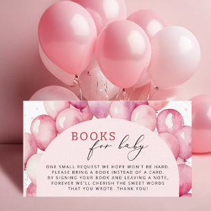 Rosa Luftballon-Bücher für Baby Mädchen Baby-Party Begleitkarte