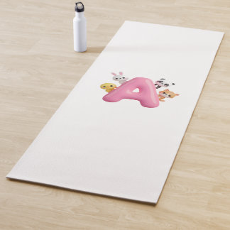 Rosa Luftballon Buchstabe A Waldtiere Kinder Yogam Yogamatte
