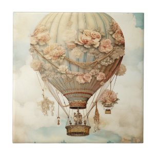 Rosa Luftballon Pastell Teal Viktorianisches Märch Fliese