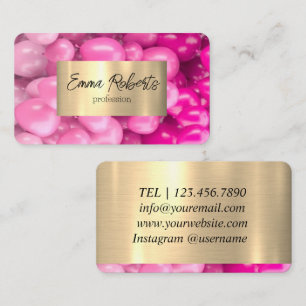Rosa Luftballons Gold Glitter Visitenkarte