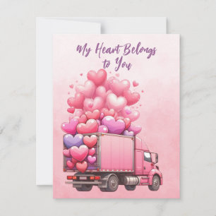 Rosa Luftballons LKW in Rosa Feiertagskarte