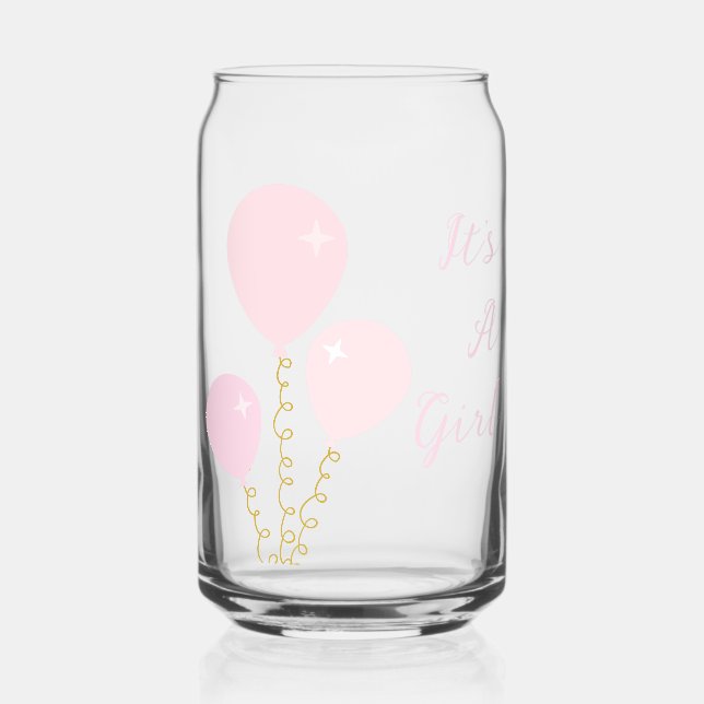 Rosa Luftballons Mädchen Baby Shower Dosenglas (Vorderseite)