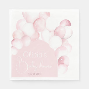Rosa Luftballons mit Babydusche Serviette