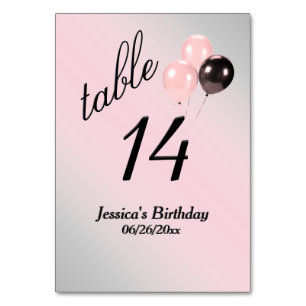 Rosa Luftballons mit individuellem Text Tischnumme Tischnummer