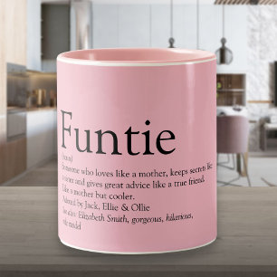 Rosa lustige Funtie-Tante Tante-Definition Zweifar Zweifarbige Tasse